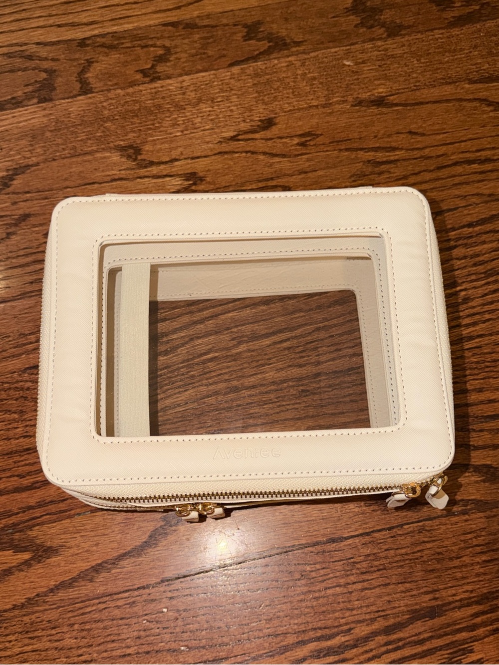 Clear Window Cosmetic Case in Cream